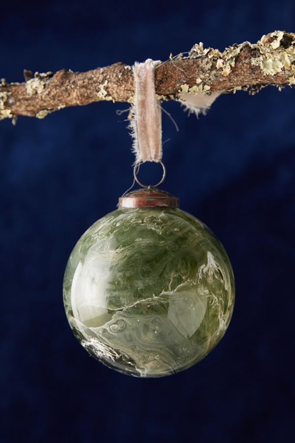 Marbled Green Globe Ornament Anthropologie