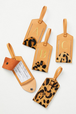 leather monogram luggage tag