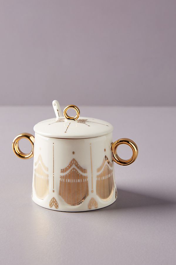 Slide View: 1: Michele Sugar Pot & Spoon