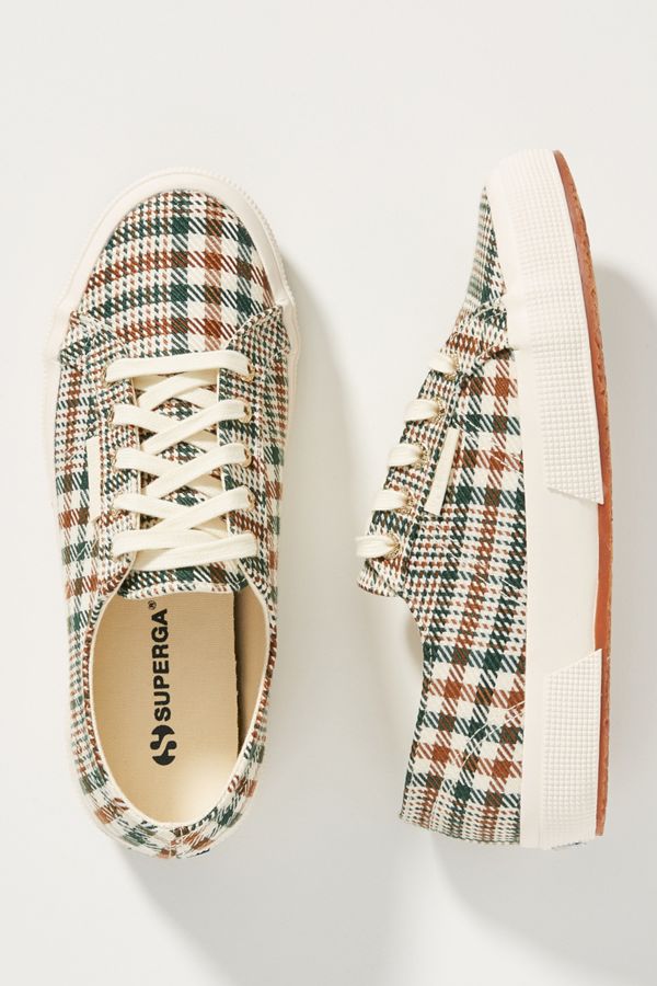 Slide View: 1: Superga Plaid Low-Top Sneakers