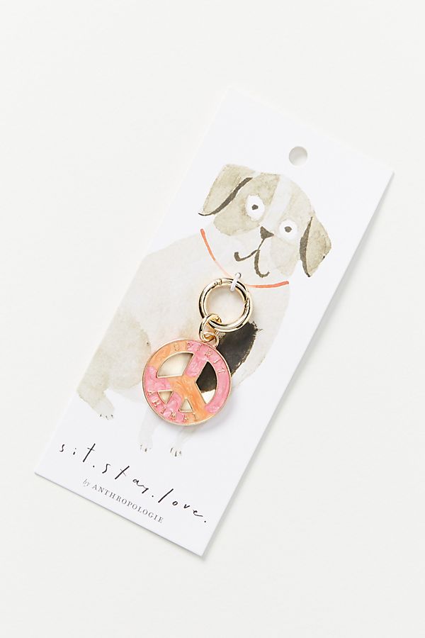 Slide View: 1: Peace Sign Dog Collar Charm
