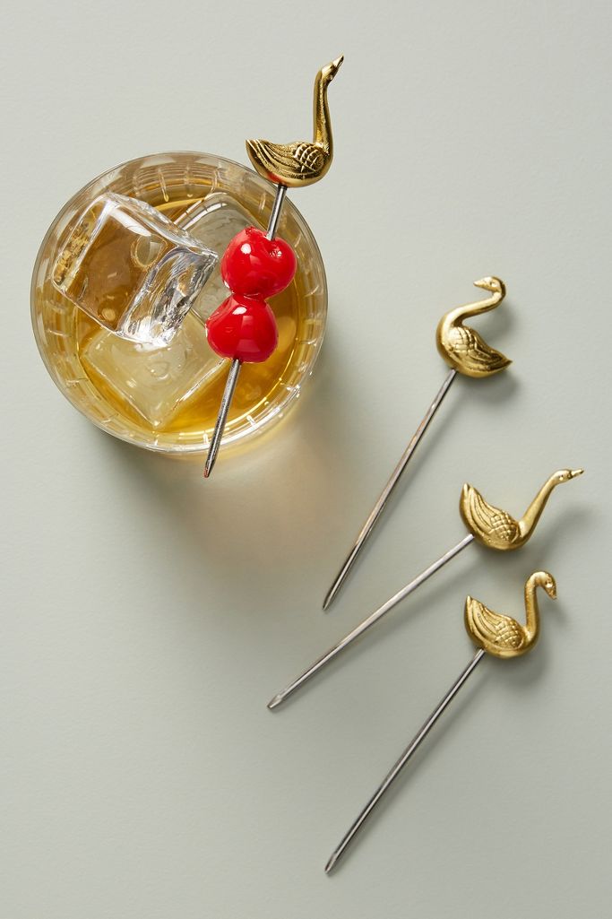 Swan Cocktail Picks, Set of 4 | Anthropologie