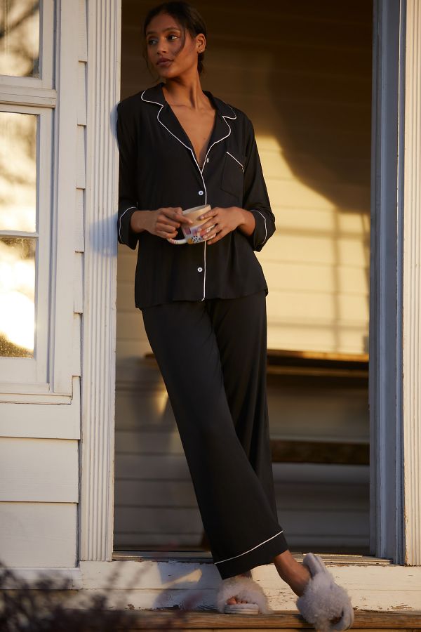 Slide View: 1: Eberjey Gisele Long-Sleeve Pajama Set