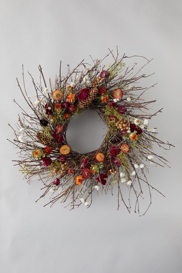 Slide View: 5: Birch + Preserved Ammobium Wreath