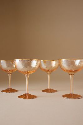 Zaza Lustered Coupe Glasses, Set of 4