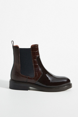 croc patent chelsea boots