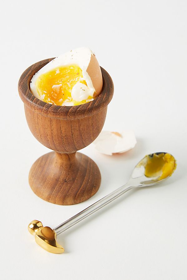 Slide View: 1: Teak Egg Cup and Gold Hammer