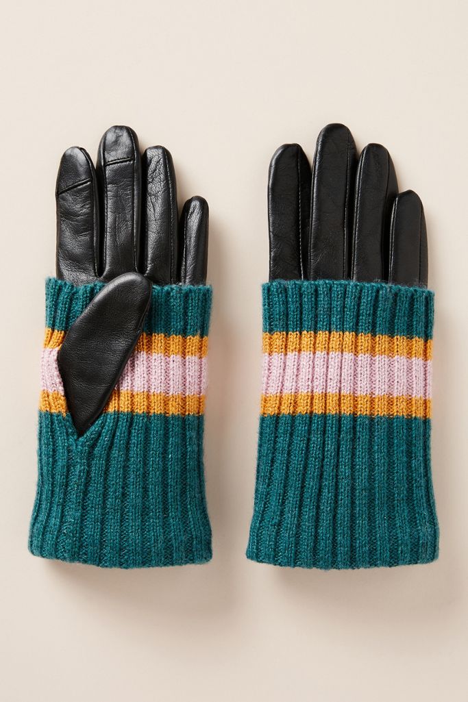 Knit Cuff Leather Gloves Anthropologie