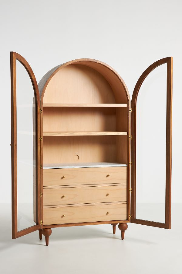 Slide View: 3: Fern Ash Wood Storage Cabinet