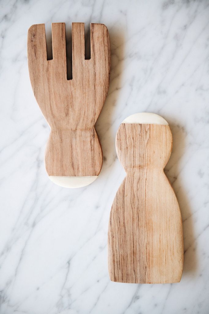 Connected Goods Wild Olive Wood Paddle Salad Servers Anthropologie