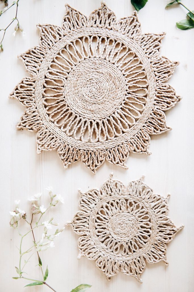 Connected Goods Flower Jute Trivet Hot Pad Set Anthropologie