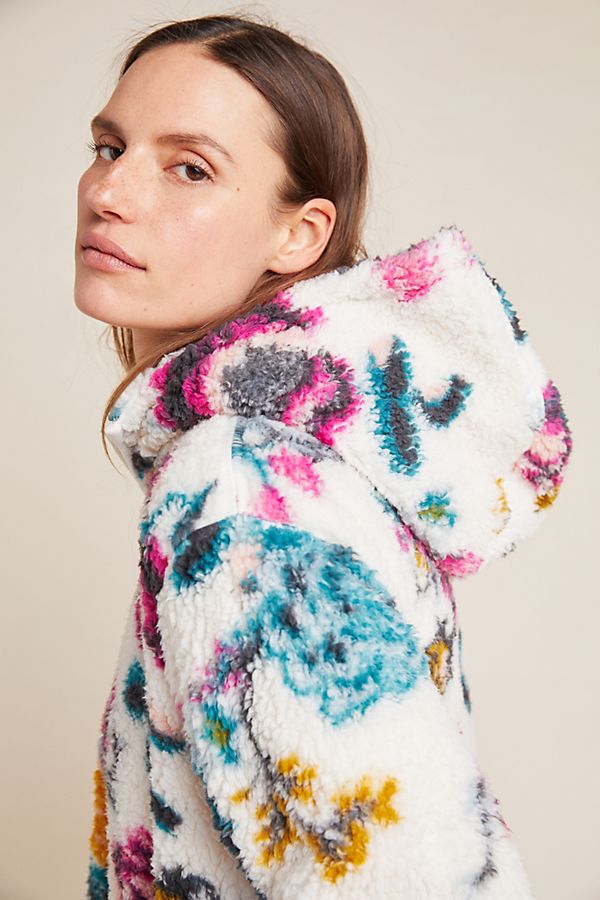 Slide View: 1: Rosemarie Hooded Sherpa Jacket