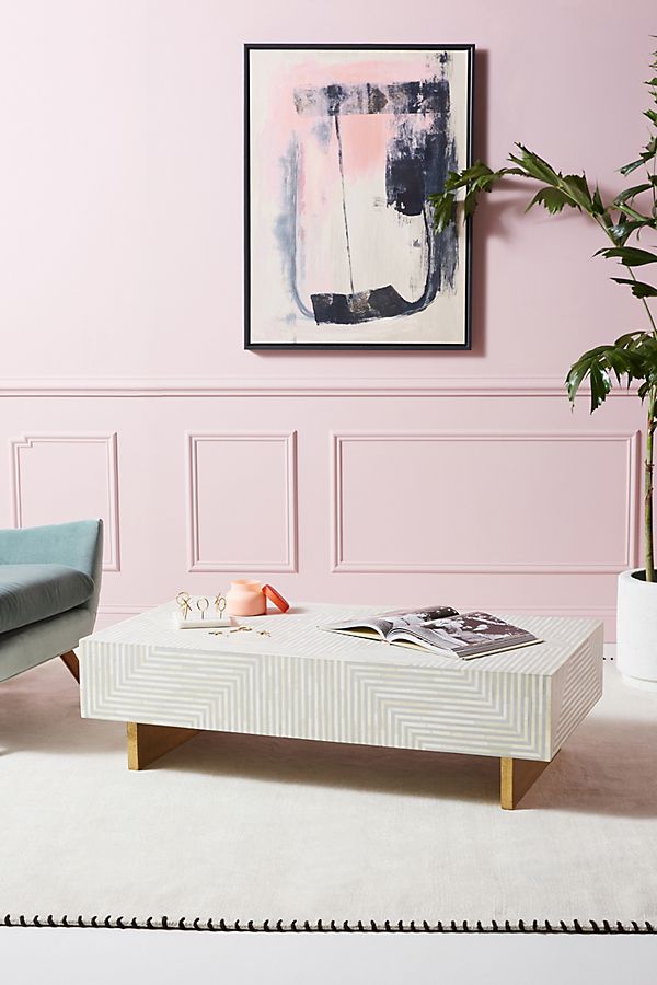 Slide View: 1: Savi Striped Inlay Coffee Table