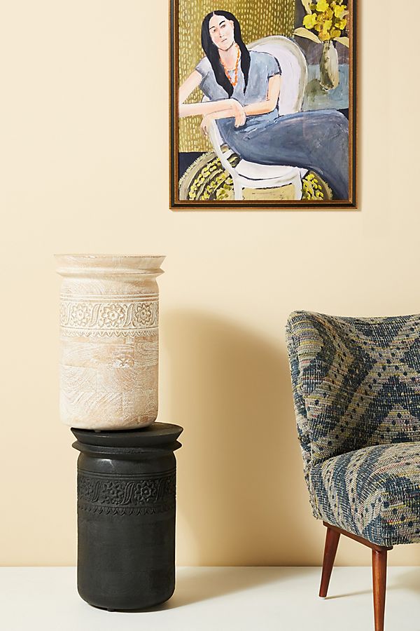 Slide View: 1: Handcarved Wooden Stool