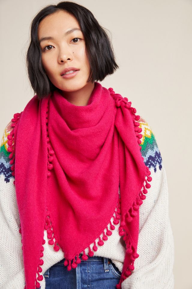 Pommed Cashmere Triangle Scarf | Anthropologie