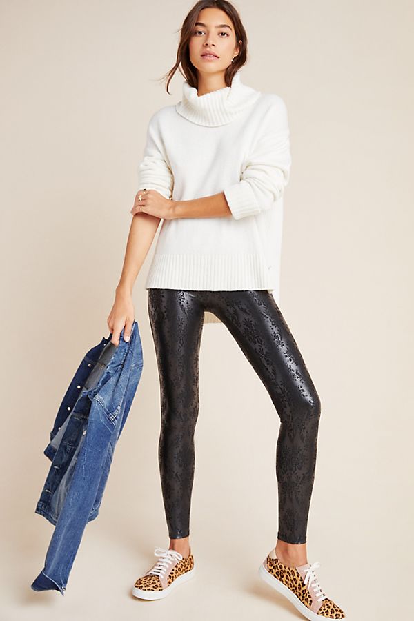 Slide View: 1: Spanx Brocade Faux Leather Leggings