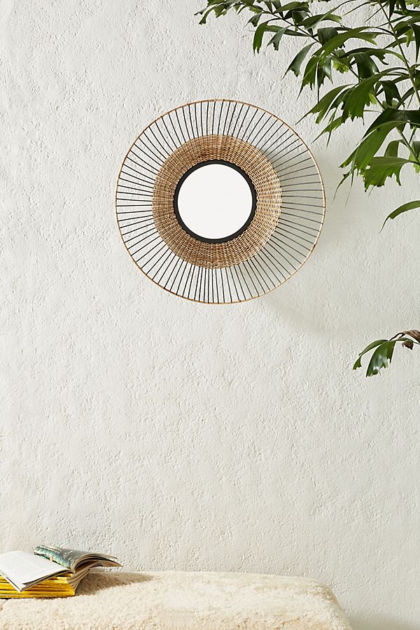 Slide View: 1: Janie Spoked Rattan Mirror