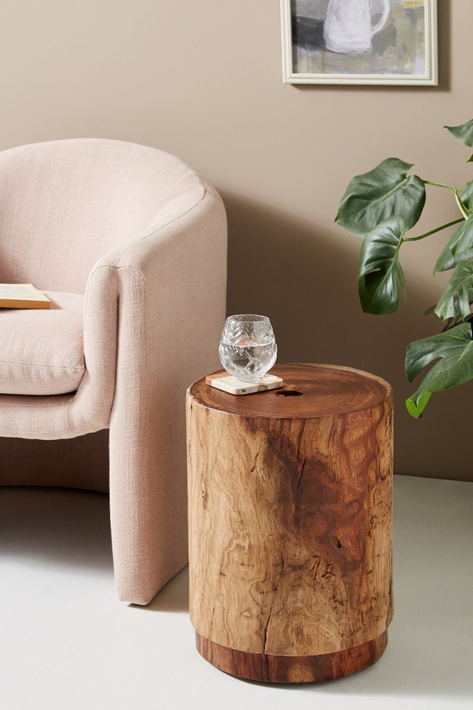 Live Edge Drum Side Table Anthropologie
