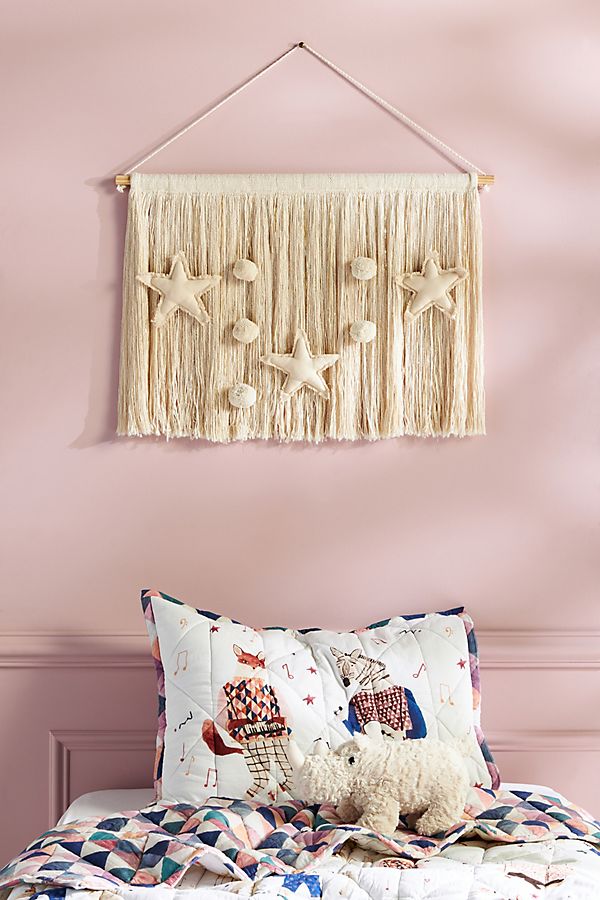 Slide View: 1: Stars and Poms Wall Hanging