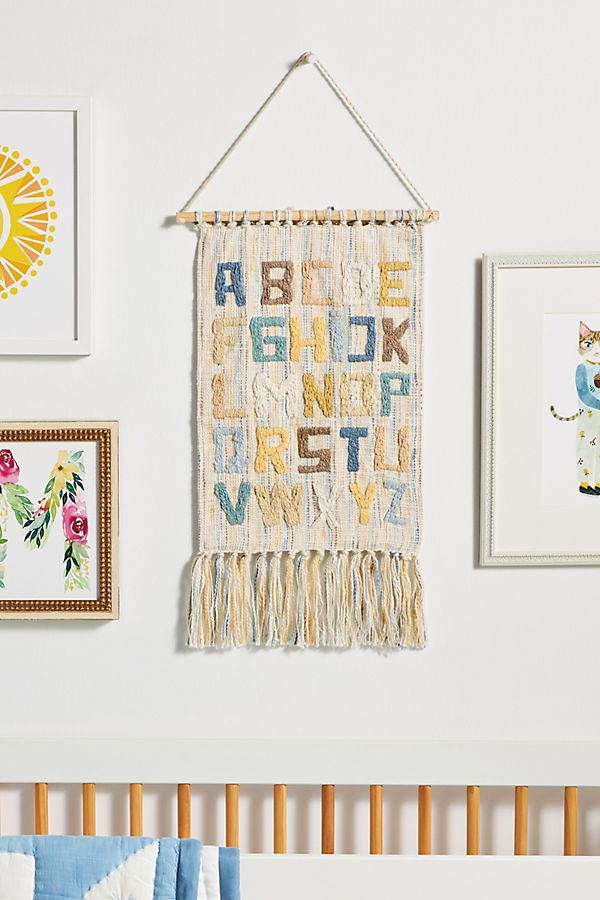 Slide View: 1: Emboidered Alphabet Wall Hanging