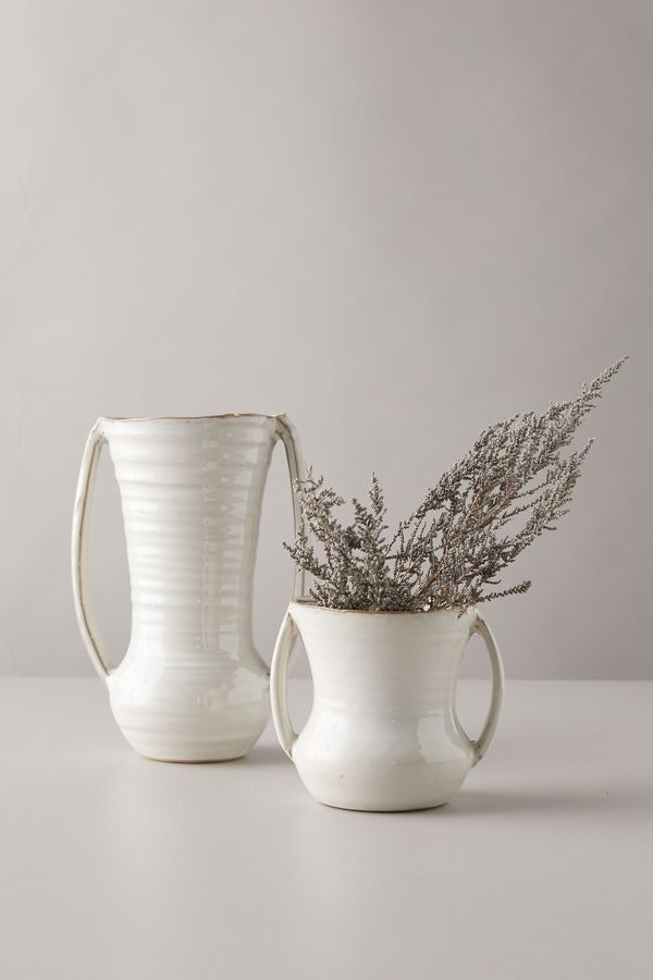 Slide View: 2: Vanilla Glossed Ceramic Vase