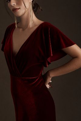 anthropologie red velvet dress