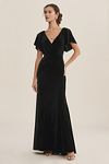 Thumbnail View 2: Jenny Yoo Ellis Flutter-Sleeve Open-Back Stretch Velvet Gown