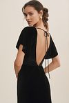 Thumbnail View 1: Jenny Yoo Ellis Flutter-Sleeve Open-Back Stretch Velvet Gown