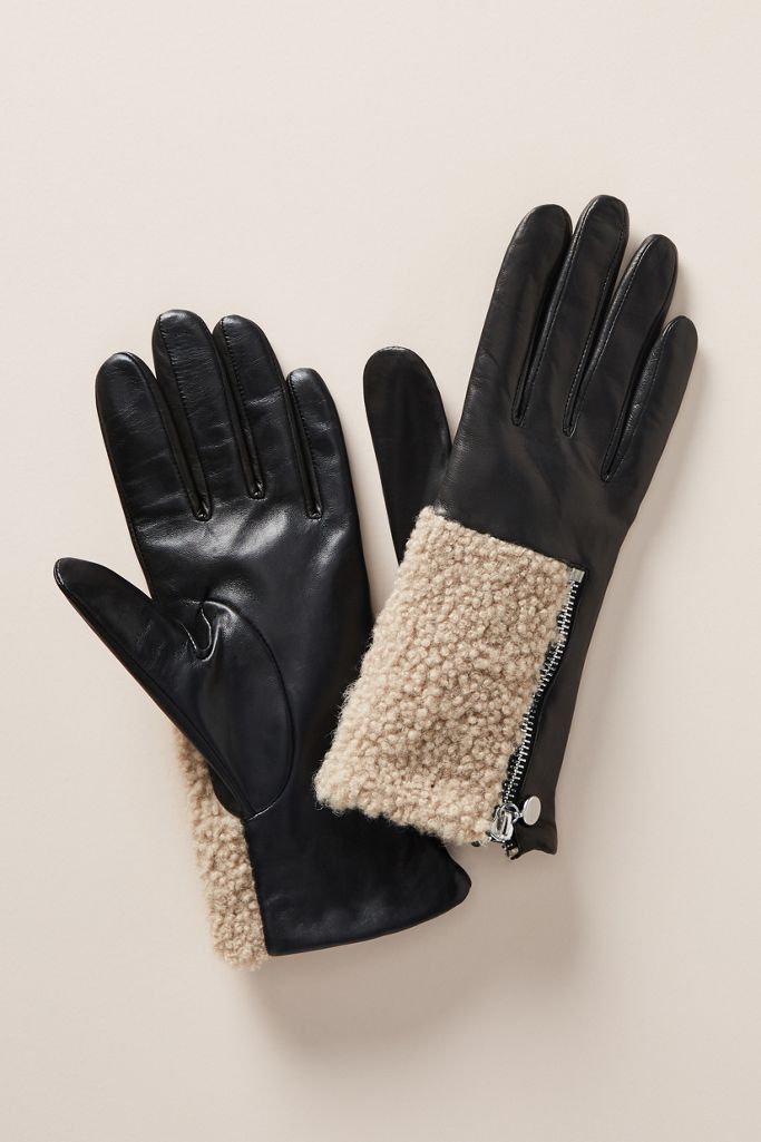 Leather Shearling Gloves Anthropologie