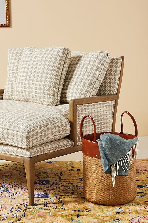 Slide View: 1: Zander Leather Basket