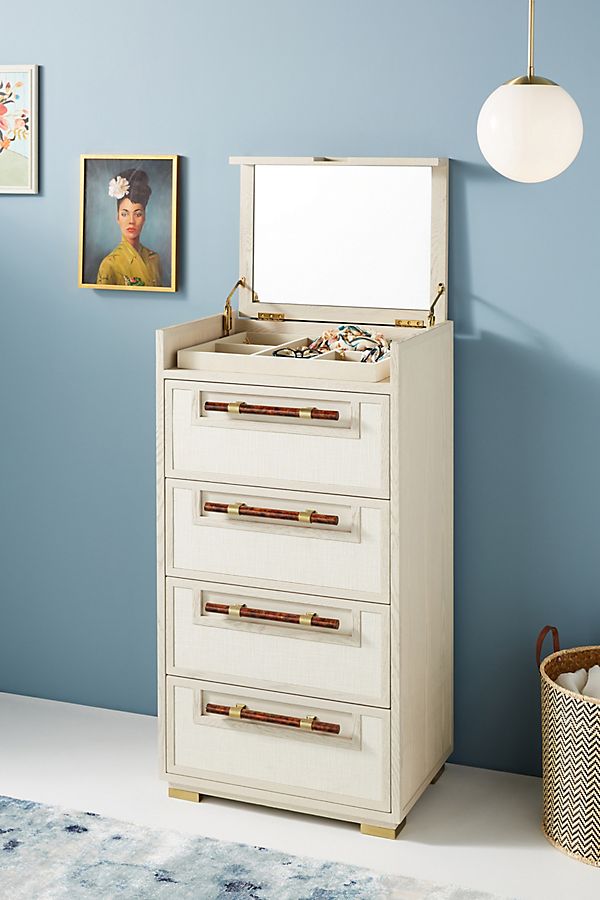 Slide View: 1: Dove Linen Vanity Dresser