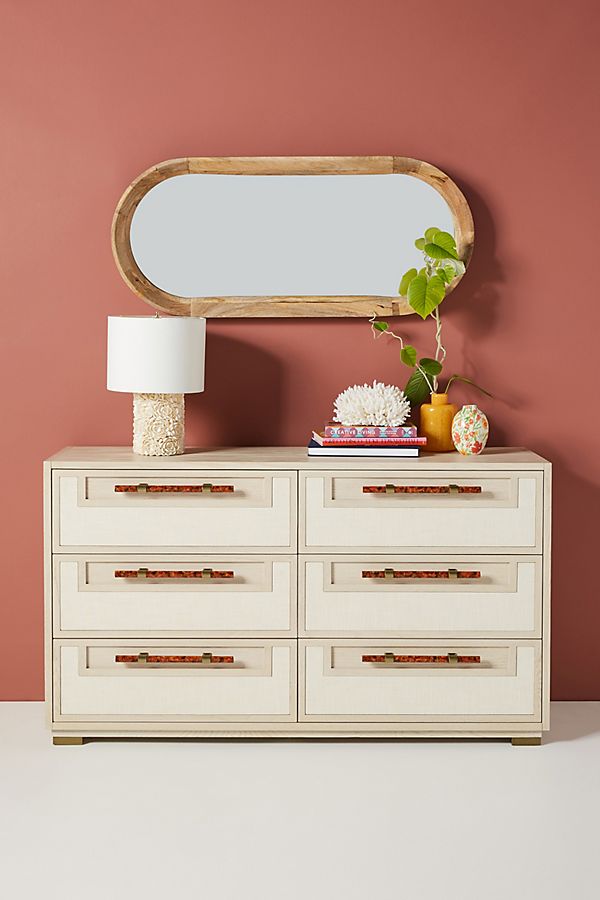 Slide View: 1: Dove Linen Six-Drawer Dresser