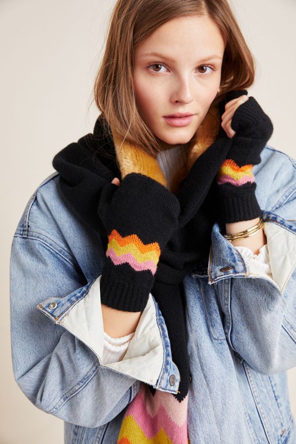 ZigZag Cashmere Fingerless Gloves Anthropologie