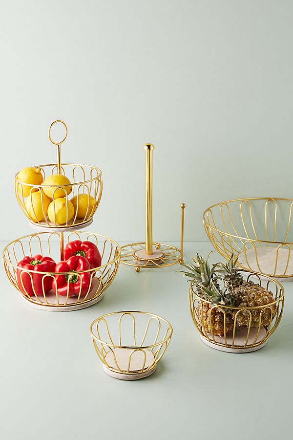 Slide View: 3: Gold Wire Fruit Basket
