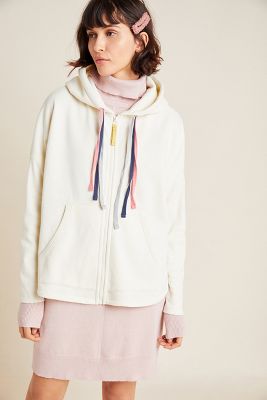 white fleece zip up hoodie