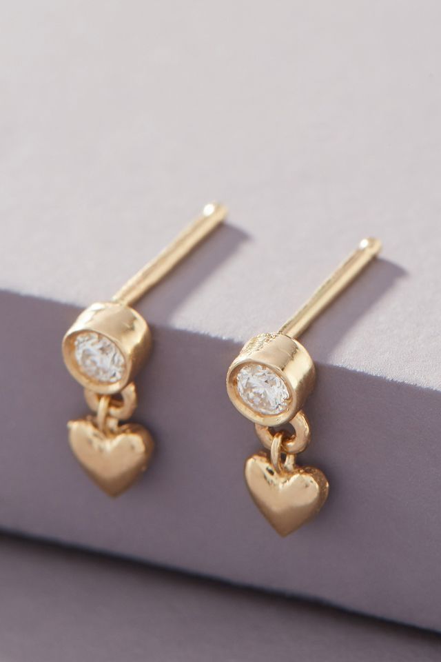 Sofia Zakia 14K Gold Heart Diamond Earrings | Anthropologie