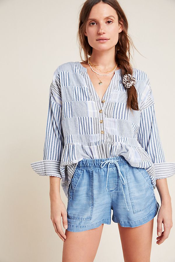 Slide View: 1: Cloth & Stone High-Rise Chambray Shorts
