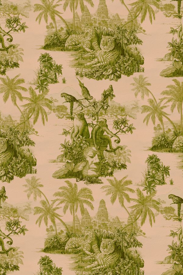 Pink toile - House of Hackney Sumatra Wallpaper. 10 Romantic Tranquil Pink Paint Colors & Pretty Finds!