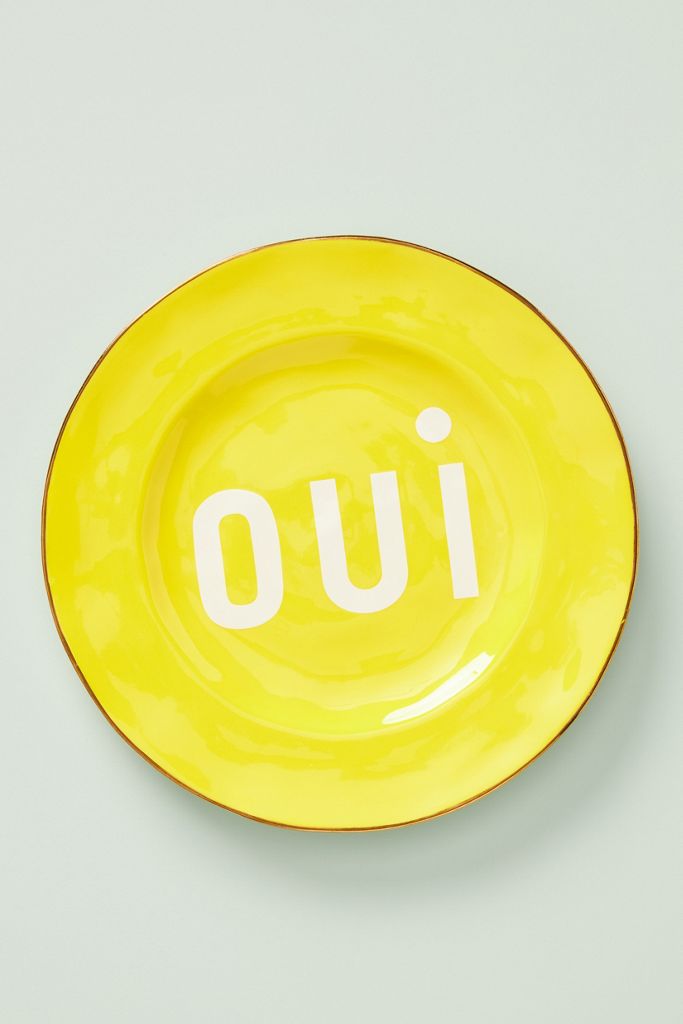 Clare V Maisonette "oui" yellow plate - Anthropologie