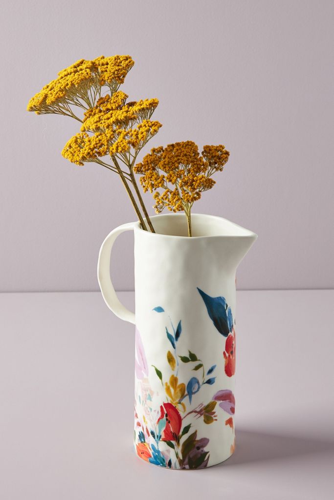 Brynne pitcher with handpainted florals
