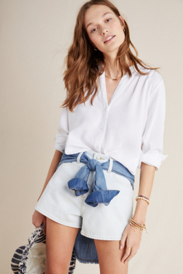 high leg denim shorts