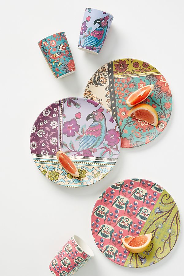 Slide View: 4: Blockprint Bamboo Melamine Dinner Plate