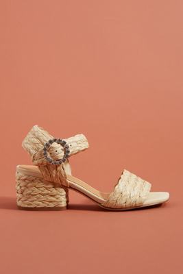 raffia block heels