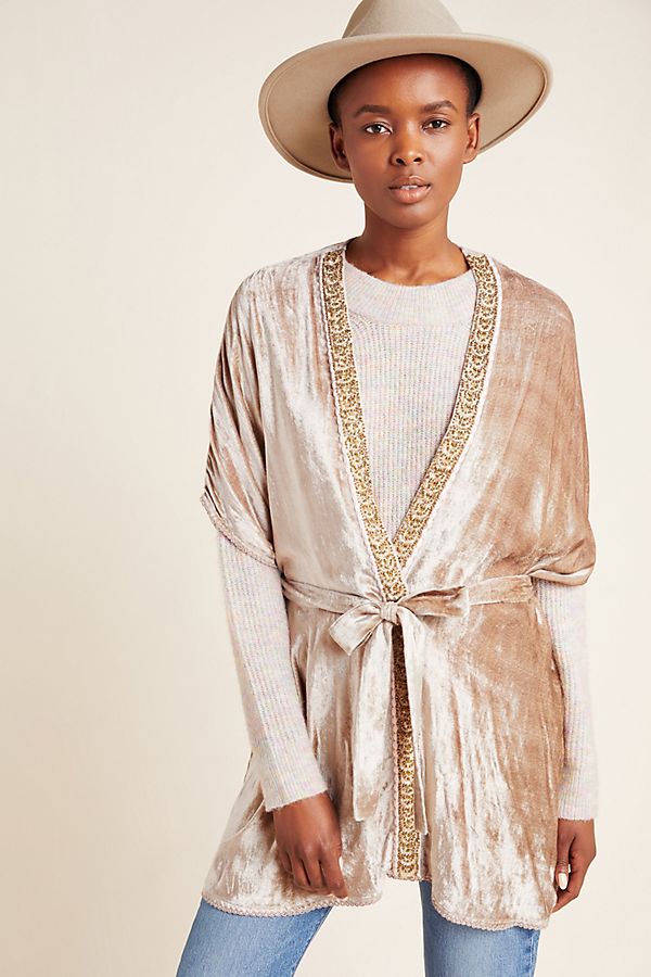 Slide View: 1: Pierpont Beaded Velvet Kimono