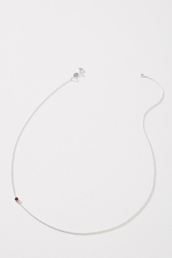 Slide View: 2: Maya Brenner 14K White Gold Asymmetrical Birthstone Necklace