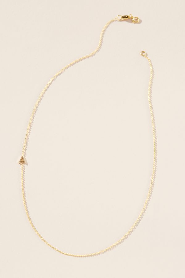 Slide View: 1: Maya Brenner 14k Gold Asymmetrical Monogram Necklace