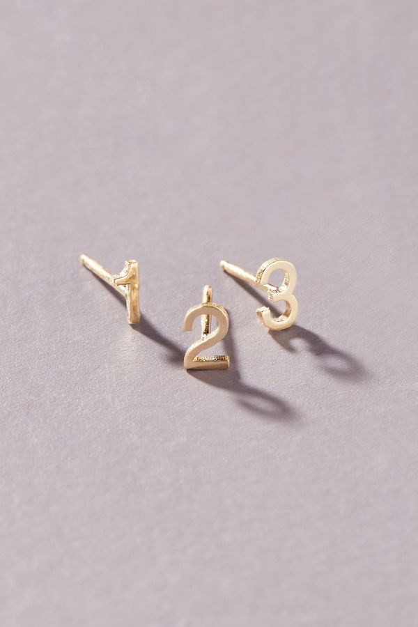 Slide View: 1: Maya Brenner 14k Yellow Gold Numeral Post Earring