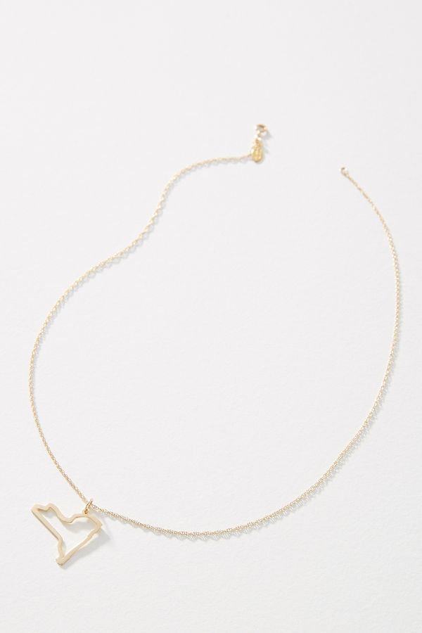 Slide View: 2: Maya Brenner 14k Gold State Pendant Necklace