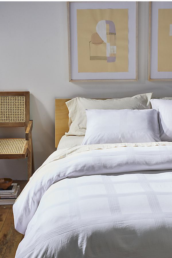 Slide View: 2: Coyuchi Indio Textured Grid Organic Duvet Cover