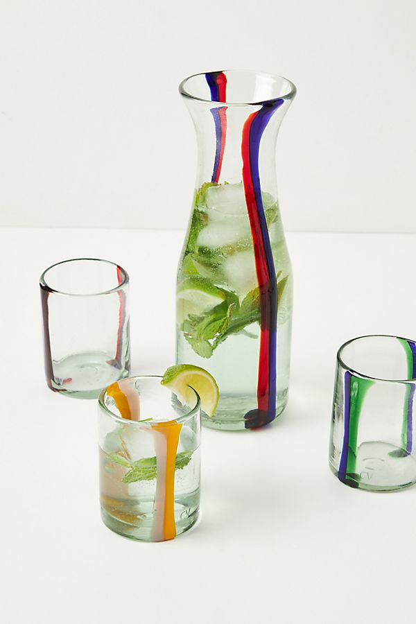 Slide View: 3: Clare V. for Anthropologie Striped Glass Tumblers, Set of 4